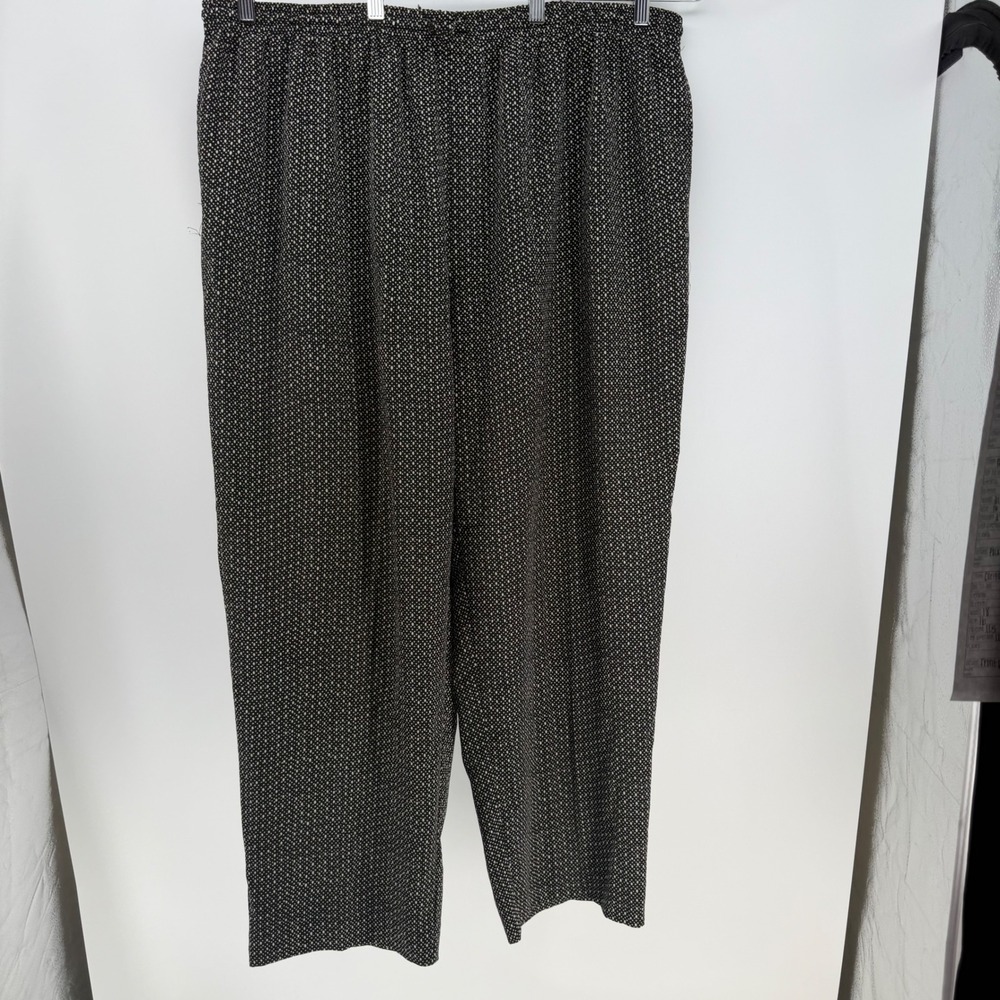 Alfred Dunner Pants‎ Women 26W Black Polka Dot Elastic Waist Drawstring Business